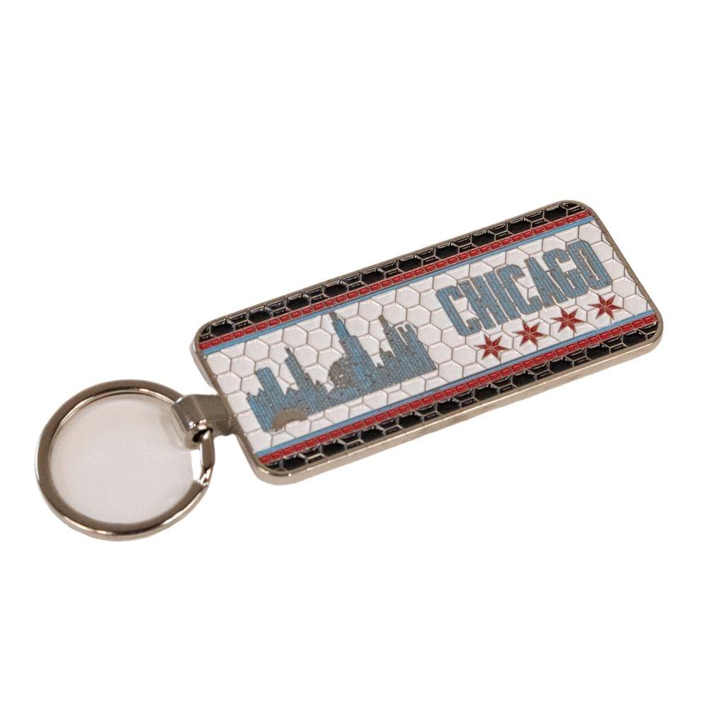 Chicago Mosaic Skyline Flag Keychain - Love From USA