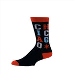 Chicago Stacked Type Black Socks - Love From USA