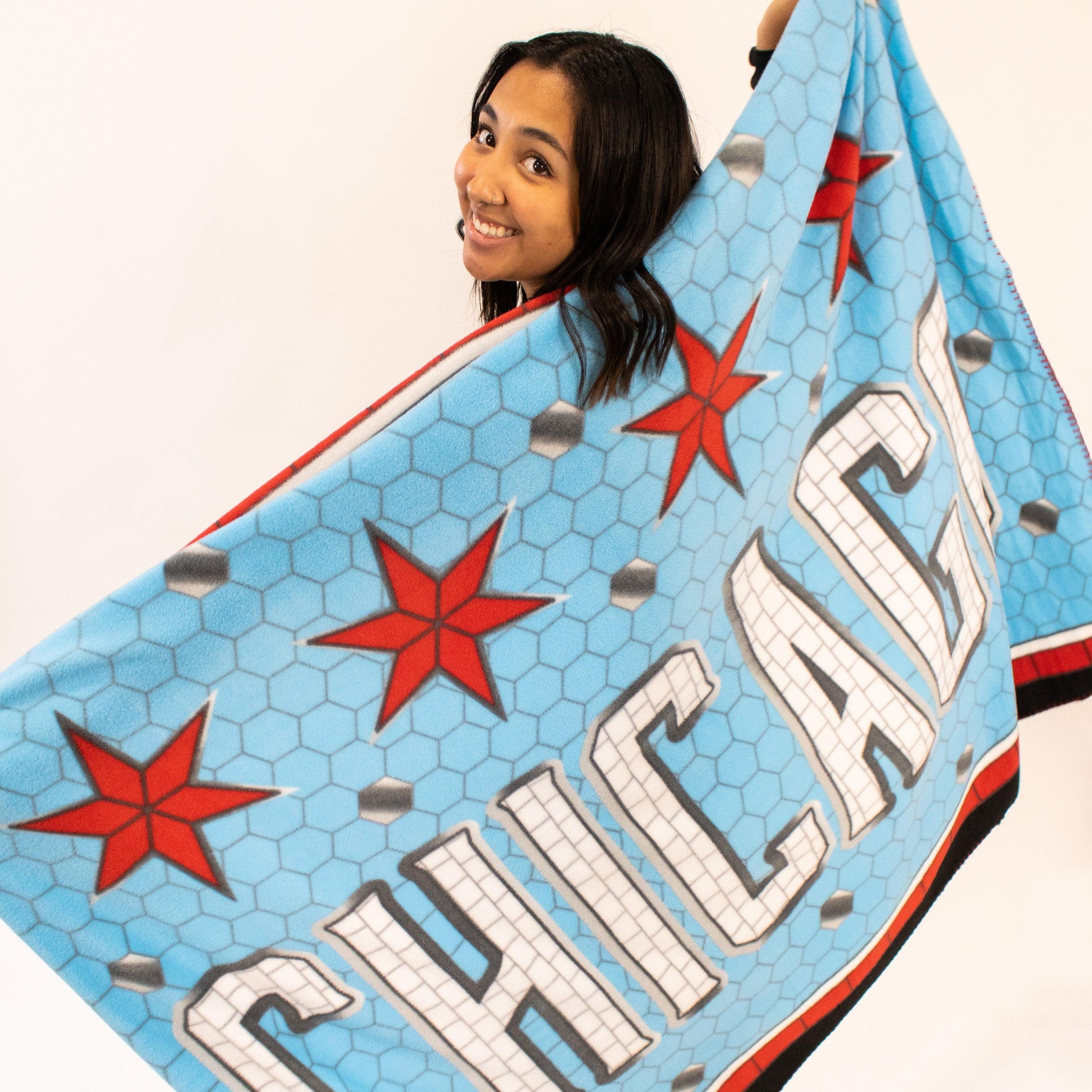 Mosaic Chicago Flag Blanket - Love From USA
