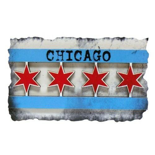 Chicago Distressed Flag 3D Magnet - Love From USA