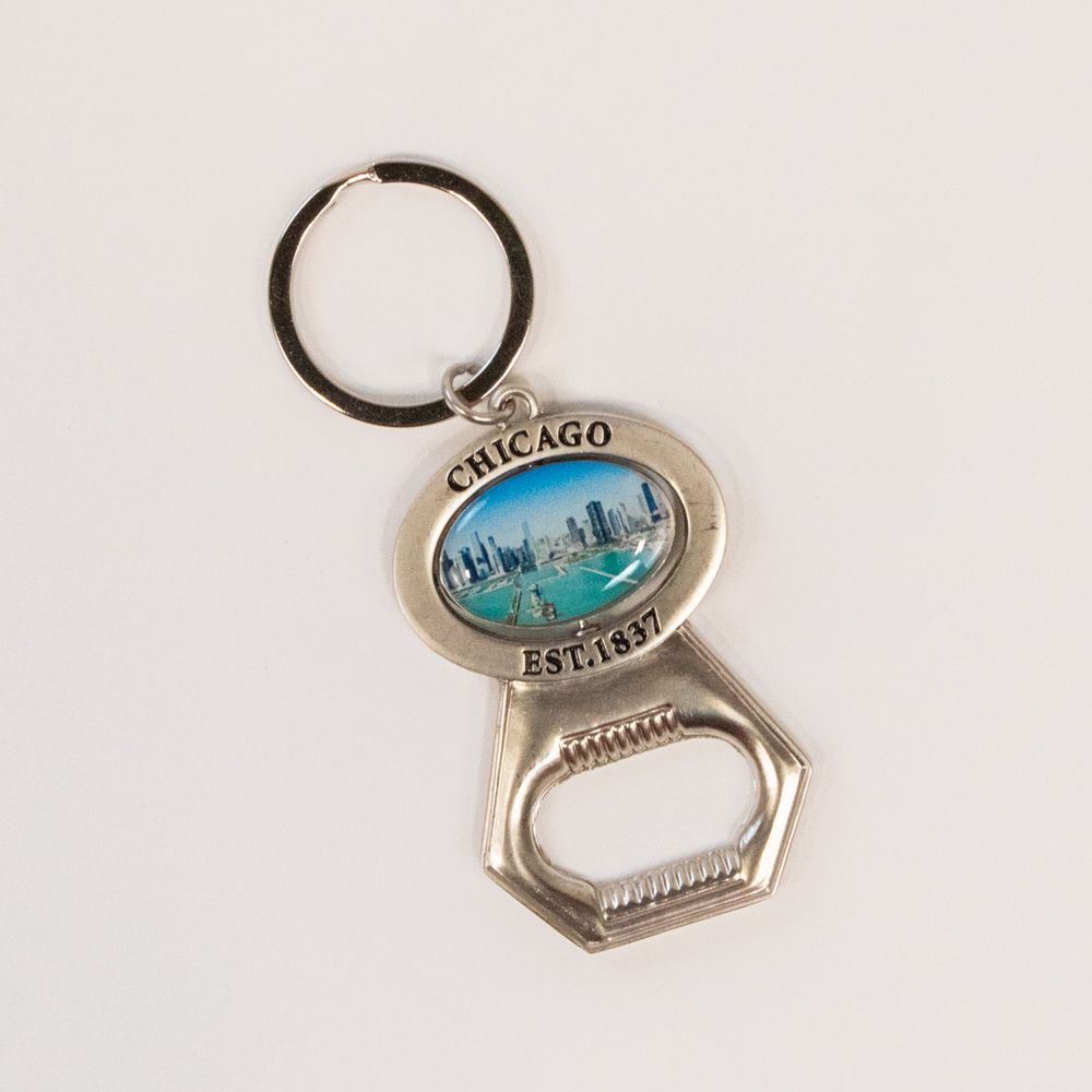 Chicago Spinner Bottle Opener Keychain