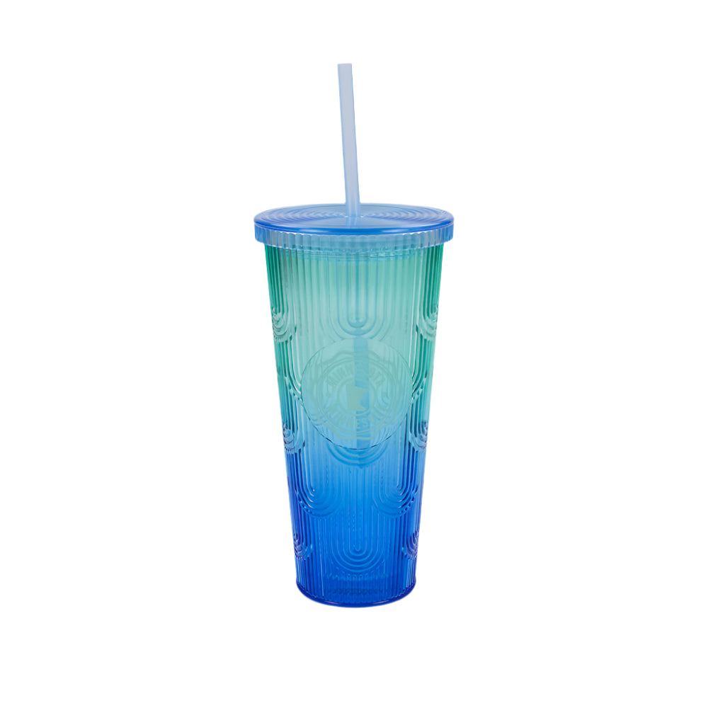 Minnesota Deco Blue Ombre Cup with Straw