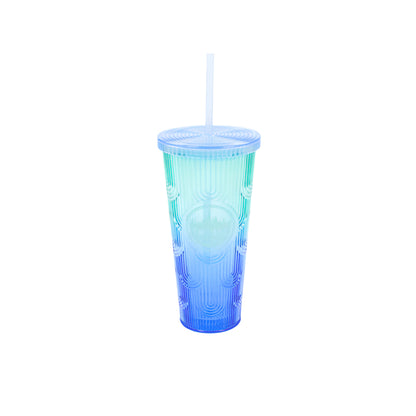 Chicago Green/Blue Deco Cup with Straw