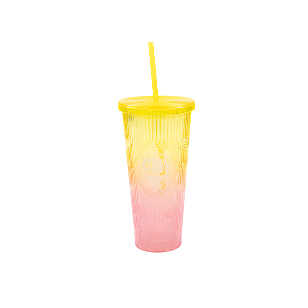Chicago Pink/Yellow Deco Cup with Straw