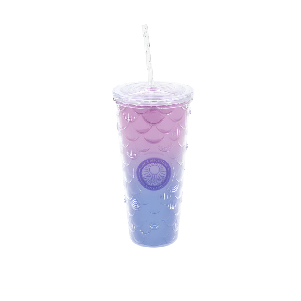 Lake Michigan Mermaid Purple/Pink Tumbler with Straw