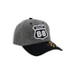 Gray and black cap with Route 66 logo on a white background
