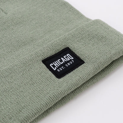 Knit Square Patch Beanie