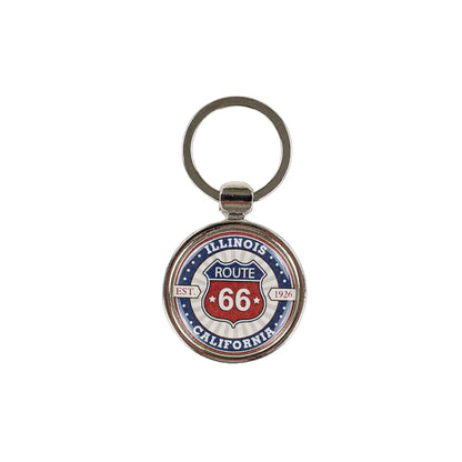 Keychain with Route 66 design on a white background