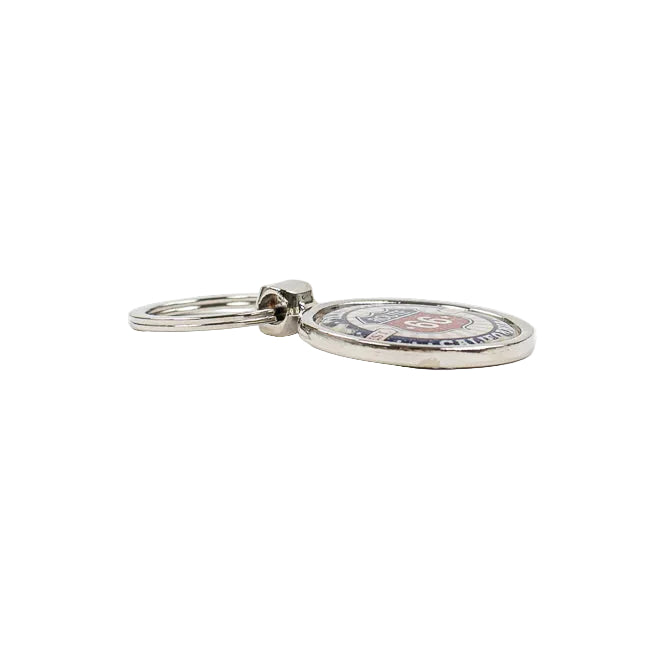 Keychain with a Route 66 design on a white background