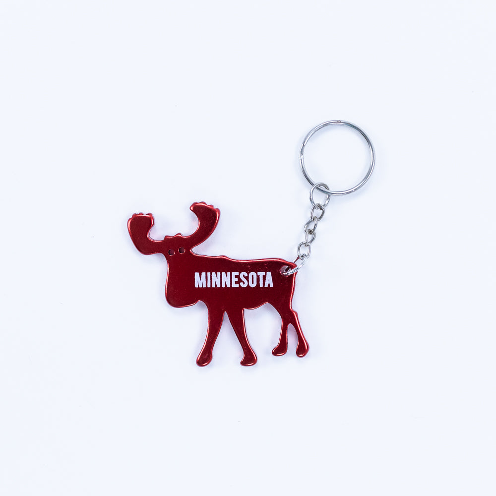 Minnesota Moose Antler Bottle Opener Keychain (Assorted Colors)