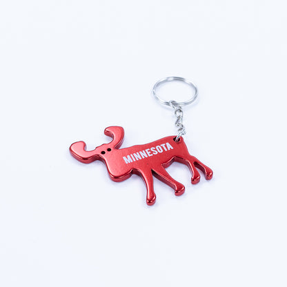 Minnesota Moose Antler Bottle Opener Keychain (Assorted Colors)