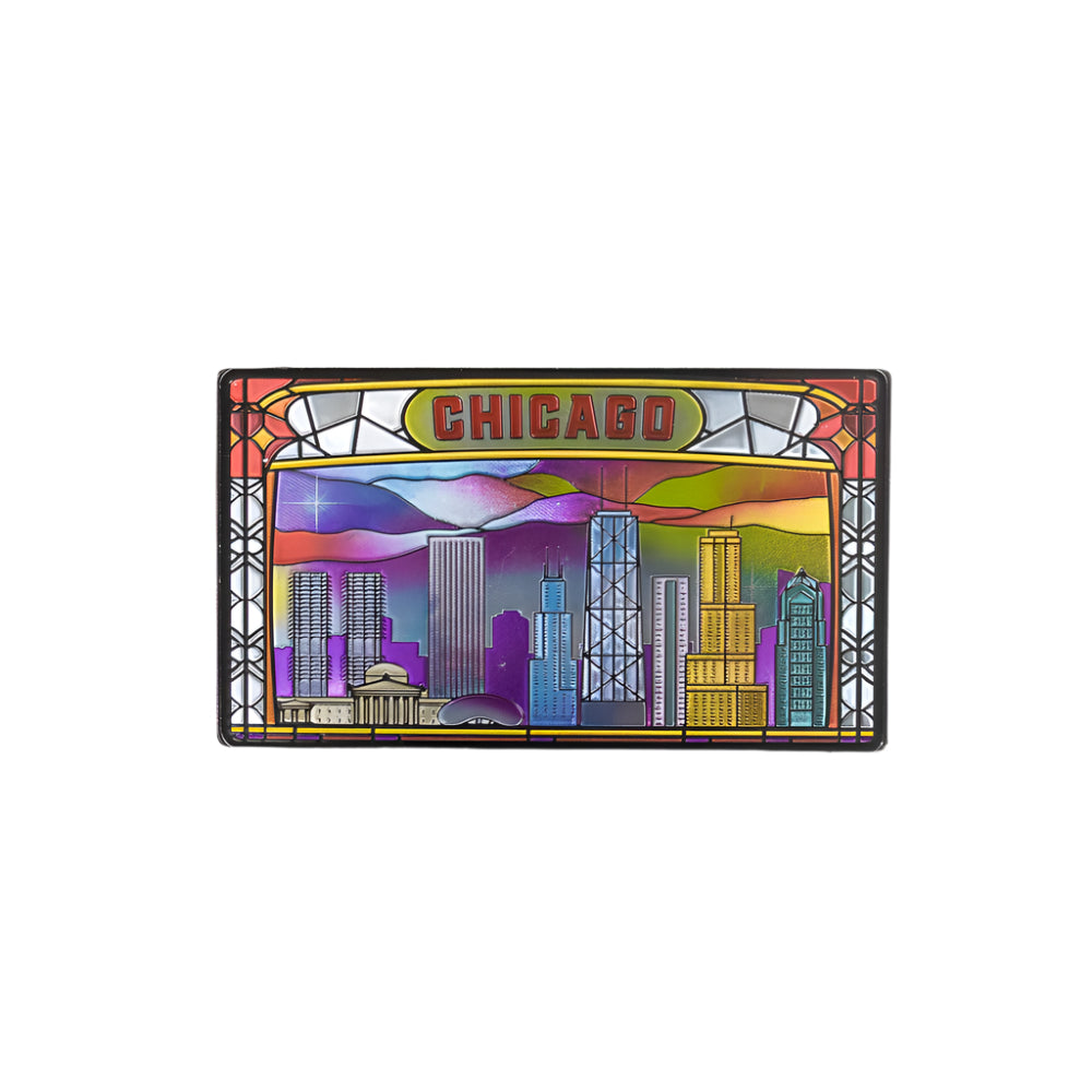 Chicago Stained Glass Skyline Magnet