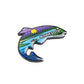 Colorful Minnesota-themed magnet in the shape of a fish with landscape design on a white background