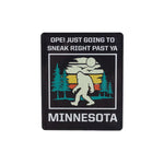 Magnet with a Bigfoot design and text on a white background