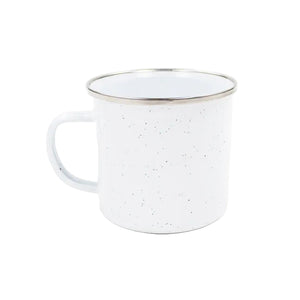 White speckled mug on a white background