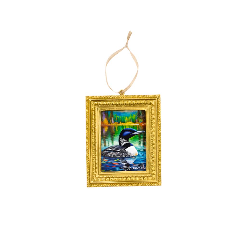 A MN Loon In A Frame Ornament