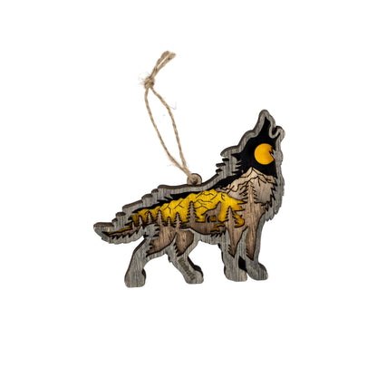 Minnesota Wooden Wolf Ornament
