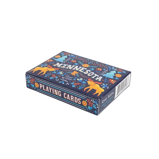 Playing cards box with Minnesota design on a white background