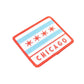 Patch with Chicago flag design on a white background