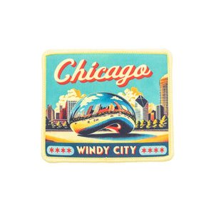 Colorful patch with 'Chicago' and 'Windy City' text, featuring a skyline design.