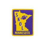 Patch with 'SKOL Minnesota' text and a football icon on a purple and yellow background