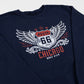 Navy blue sweatshirt with Route 66 and Chicago design on a white background
