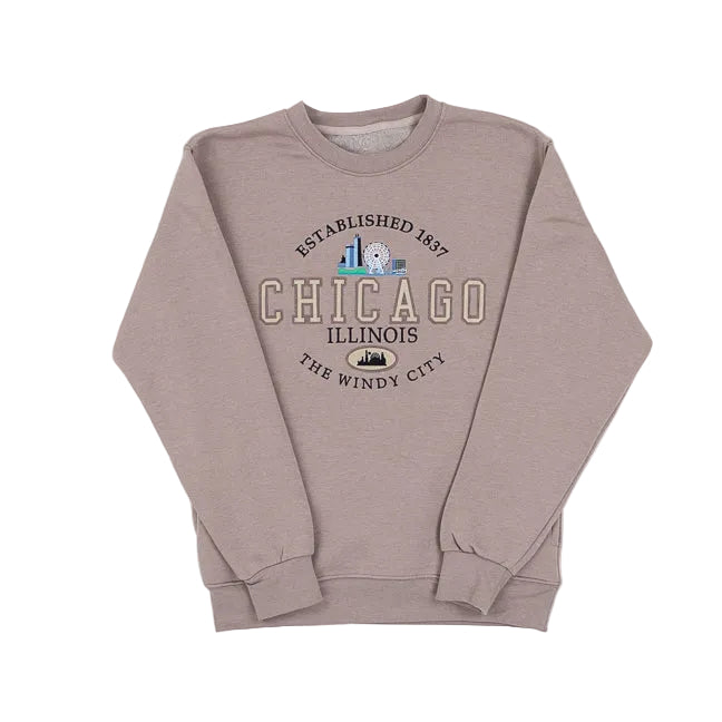 Rose Gold sweatshirt with a Chicago design on the front against a white background.
