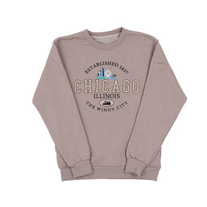 Rose Gold sweatshirt with a Chicago design on the front against a white background.