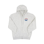 Gray hoodie with a Route 66 design on the chest against a white background