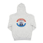 Gray hoodie with a Route 66 design on the back against a white background