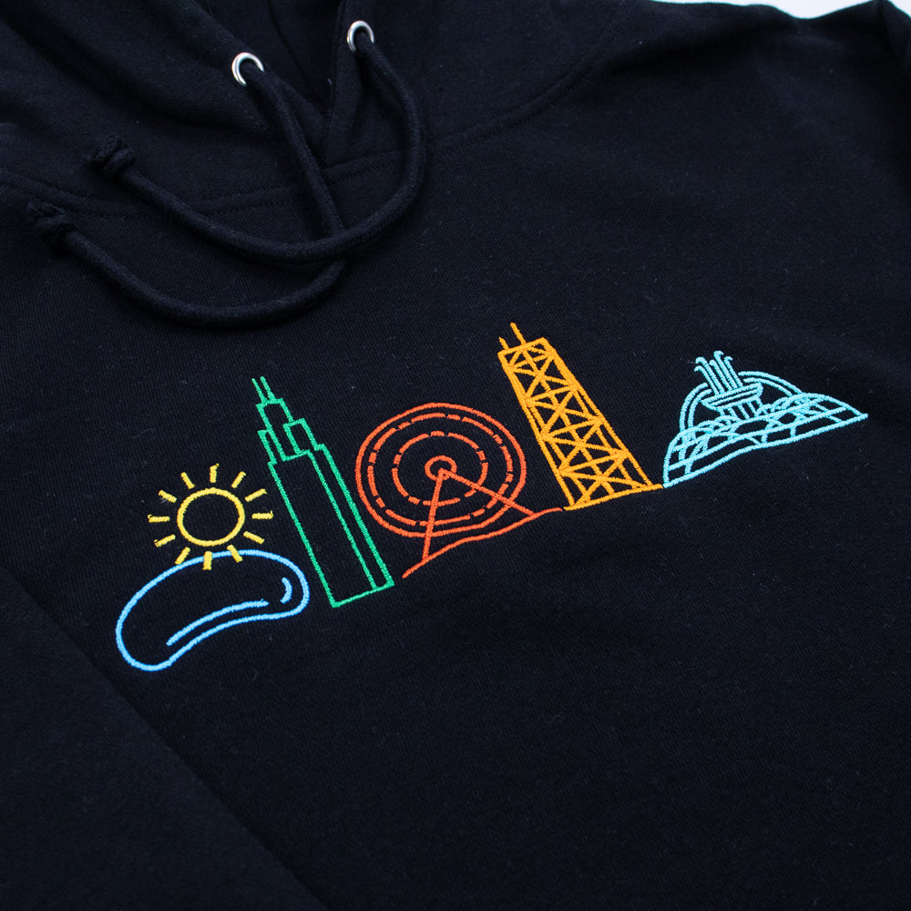 Neon Chicago Icons Hoodie