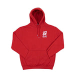 Red hoodie with white Route 66 Chicago Navy Pier text on the chest against a white background
