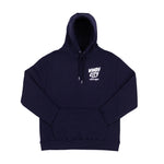 Navy blue hoodie with 'Windy City Chicago' text on a white background