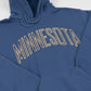 Blue hoodie with 'MINNESOTA' text on a white background