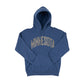 Blue hoodie with 'MINNESOTA' text on a white background