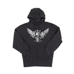 Dark gray hoodie with a skull, wings and Route 66 text graphic on a white background