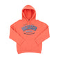 Sunset Coral hoodie with 'Rochester Minnesota' text on a white background