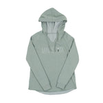 Sage green hoodie with 'MINNESOTA' text and a wildflower on a white background