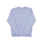 Soft purple sweatshirt with 'minnesota' text on a white background.