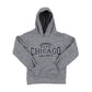 Gray hoodie with 'Authentic Chicago' text on a white background