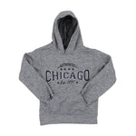 Gray hoodie with 'Authentic Chicago' text on a white background
