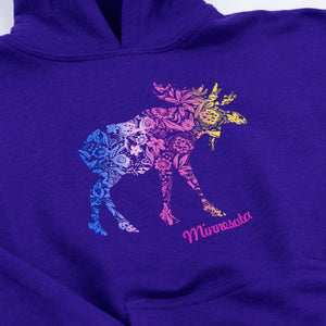 Minnesota Kids Floral Moose Hoodie - Love From USA
