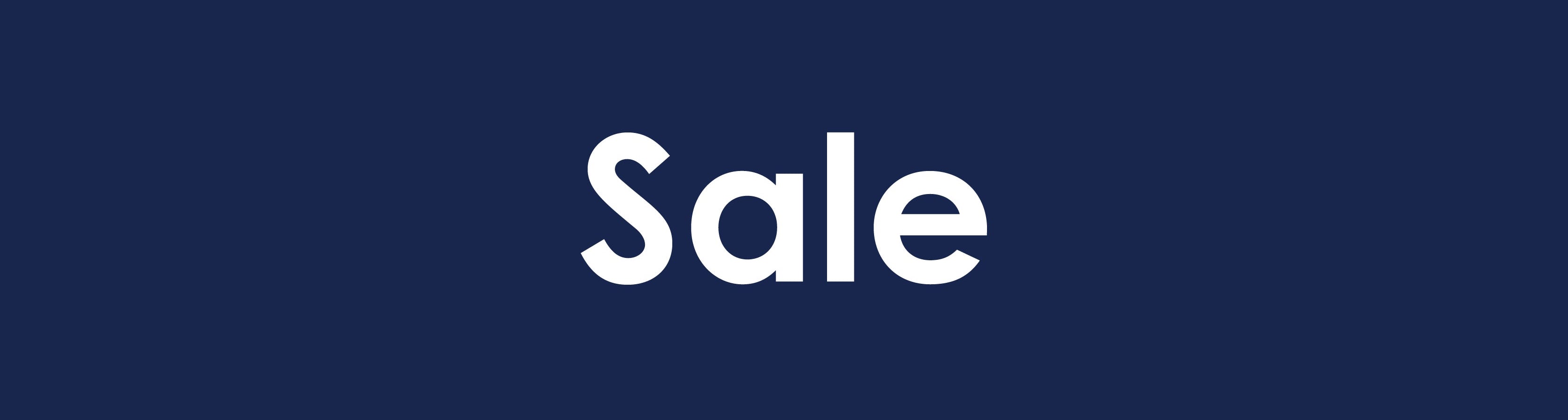 White 'Sale' text on a blue background