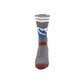 A sock with mountain design on a white background.