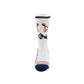 White sock with skiing designs and 'Colorado' text on a white background