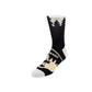 A sock with a nature-themed Colorado design on a white background