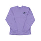 Purple long-sleeve shirt with 'Chicago' text on a white background