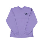 Purple long-sleeve shirt with 'Chicago' text on a white background