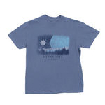 Blue t-shirt with 'Minnesota Up North' graphic on a white background