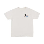 Cappuccino colored t-shirt with a design featuring a bear fishing and Minnesota 10,000 Lakes text on a white background